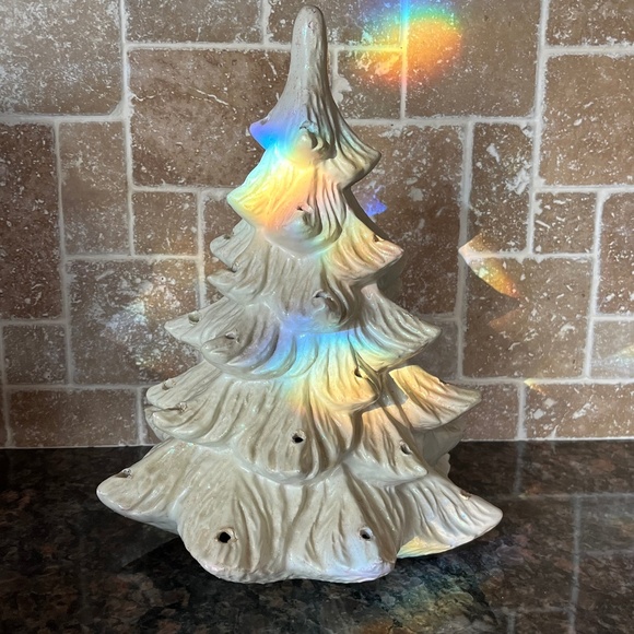 Vintage White Iridescent Ceramic Christmas Tree - Picture 1 of 6